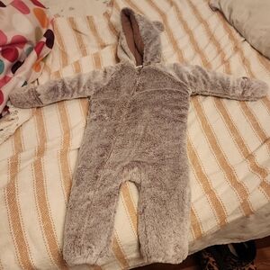 Koala Baby Fuzzy Gray Hooded Onesie